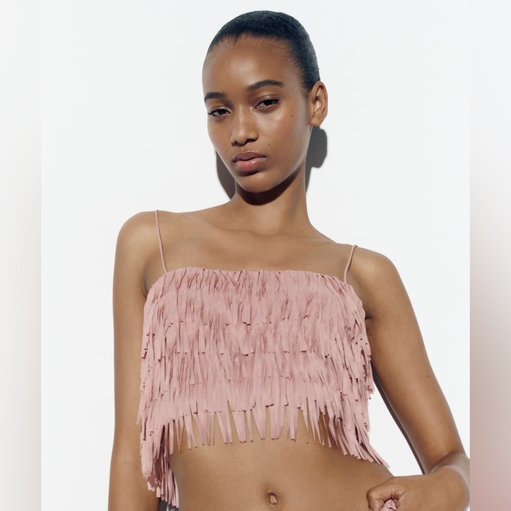 Pink fringe top NWT
